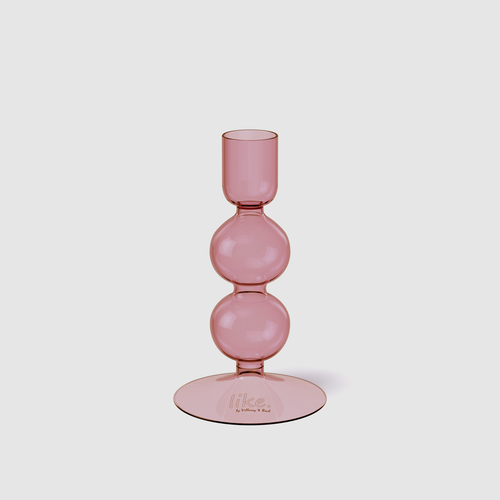 Like Home Candlestick holder - Purple, 3'' x 3'' x 5.4'', borosilicate glass