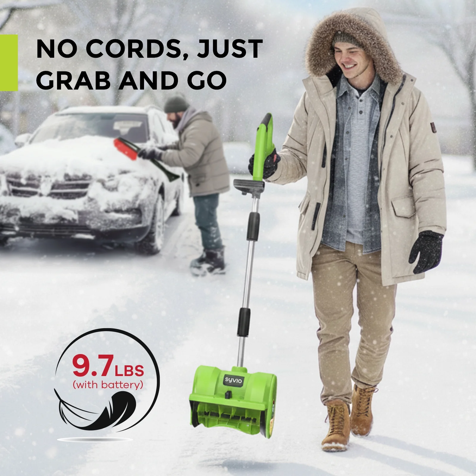 Cordless Snow Shovel, 24V | 12-Inch | 4-Ah Cordless Snow Blower, Battery Snow Blower with Directional Plate Adjustable Front Handle (4-Ah Battery Quick Charger Included)(12") - Image 8