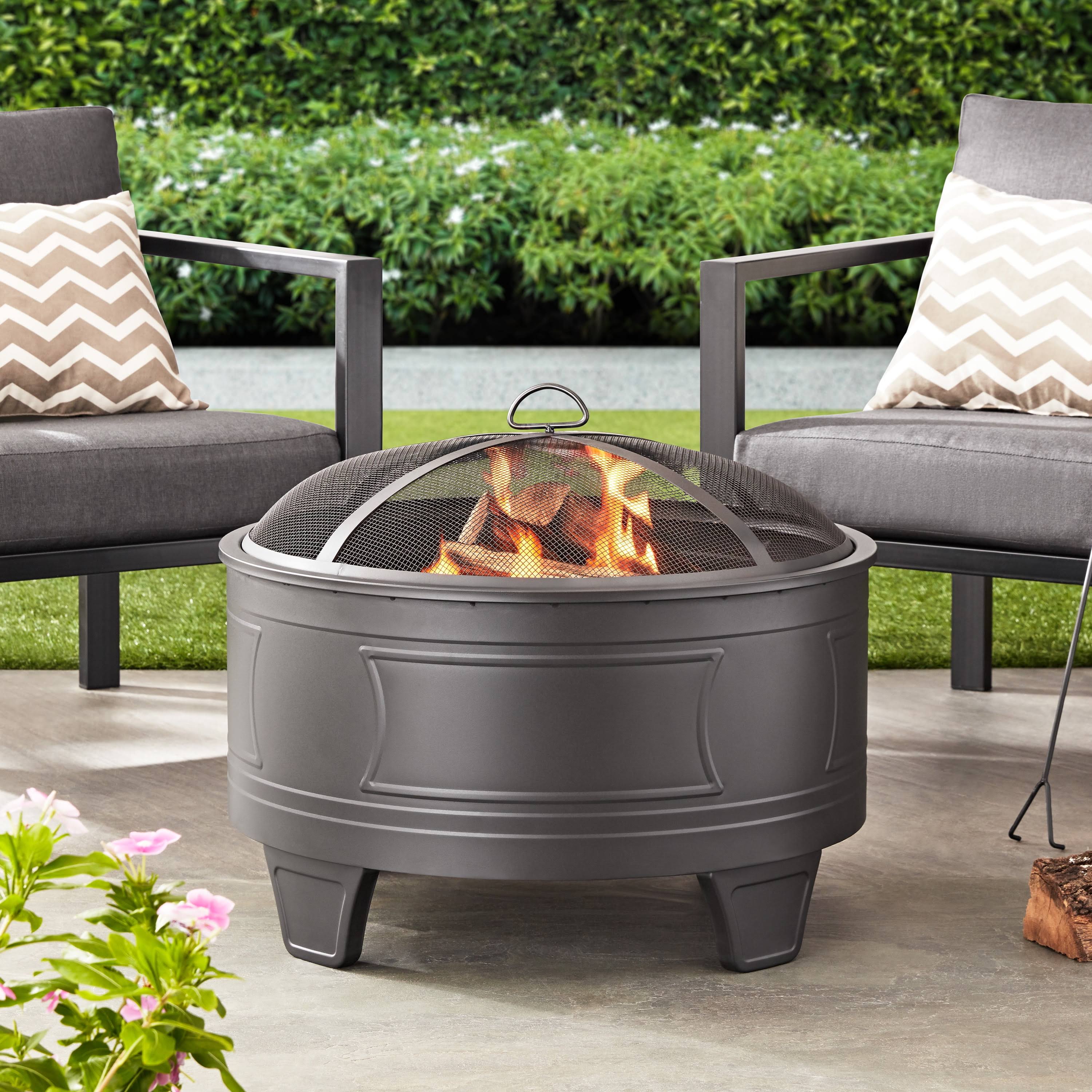 Better Homes & Gardens 26 inch Damon Deep Bowl Wood Burning Steel Fire Pit, Size: Dia26 inch x H21.06 inch, Black