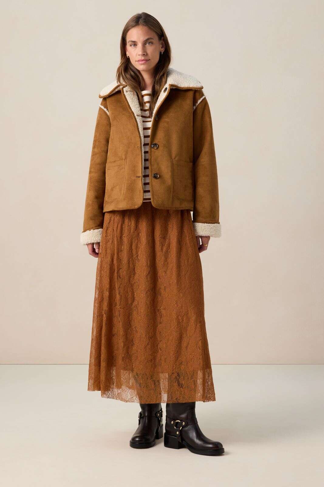 Witte faux lammy reversible jas