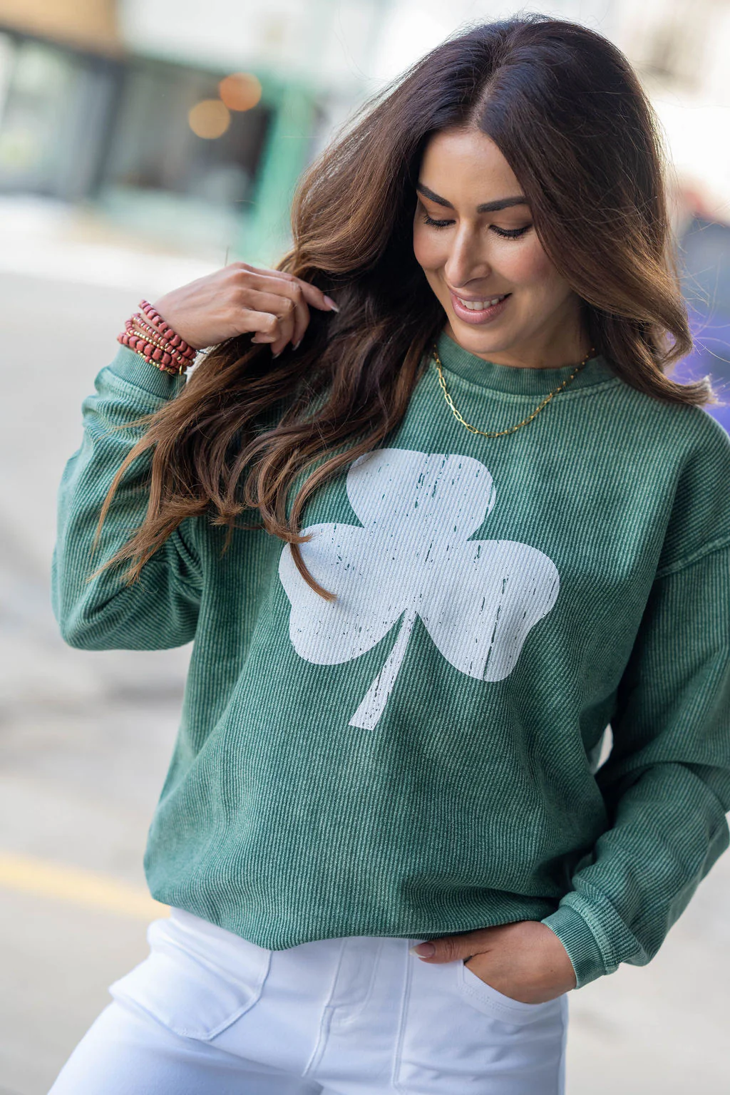 Lucky Clover Ribbed Crewneck