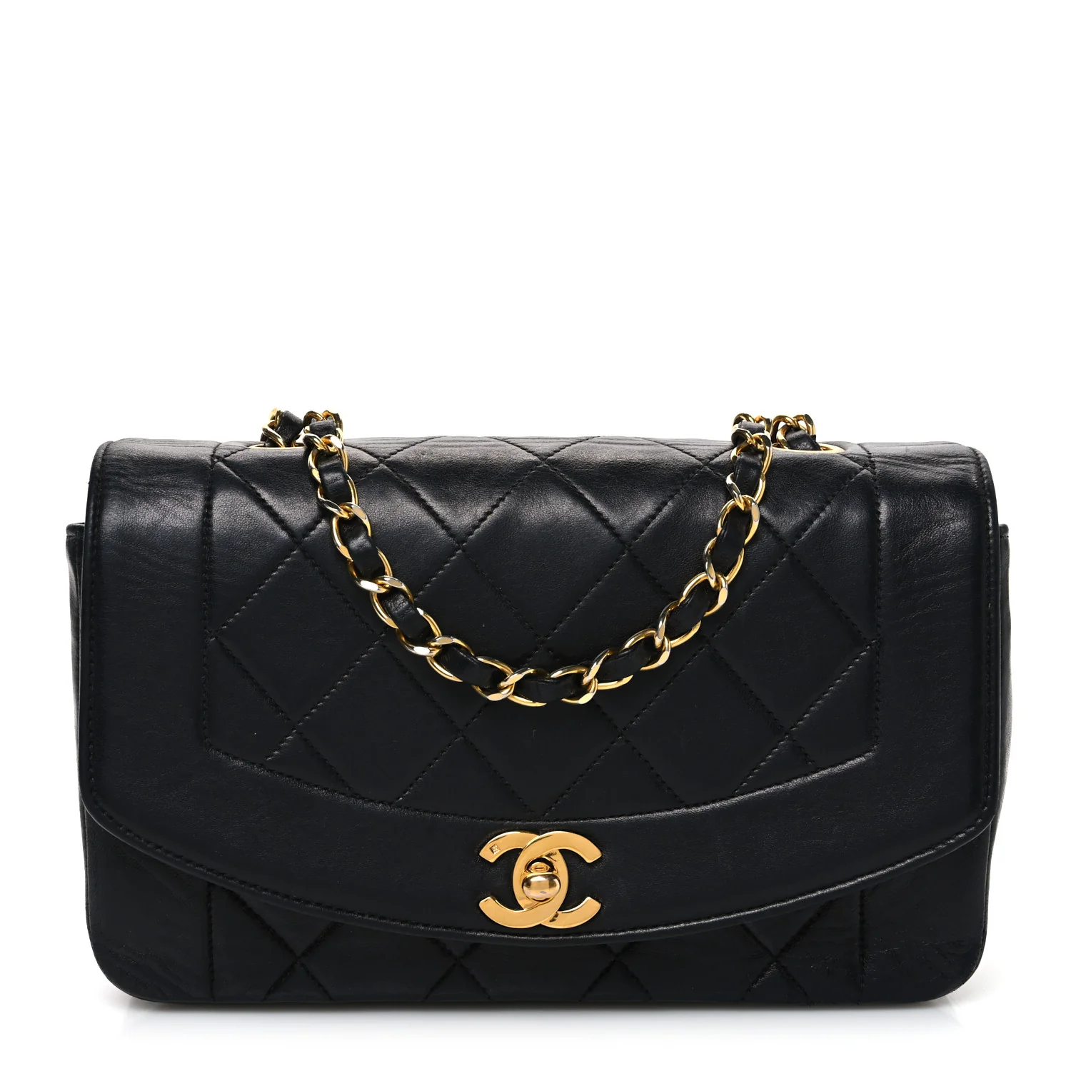 Lambskin Quilted Small Single Flap Black