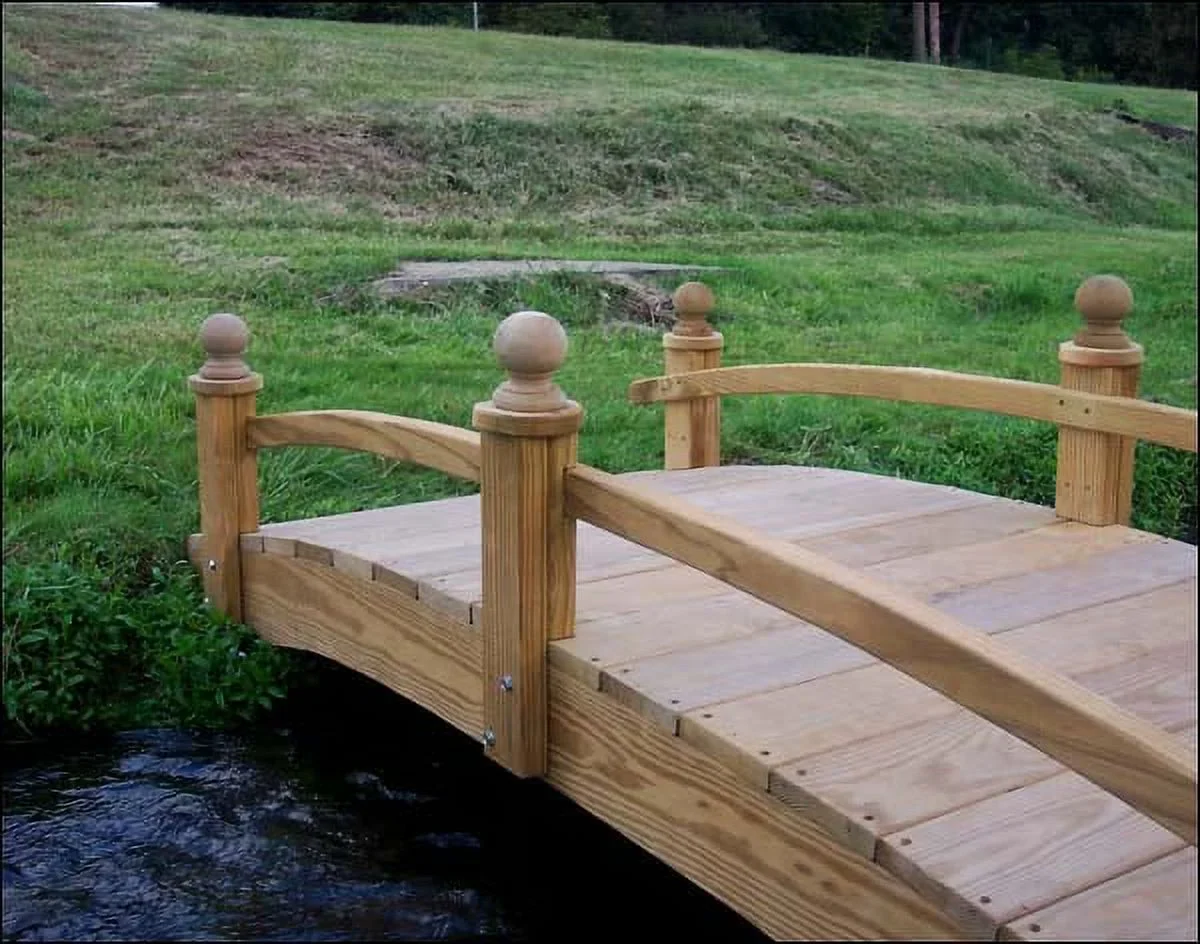 6' Treated Pine Amelia Single Rail Garden Bridge