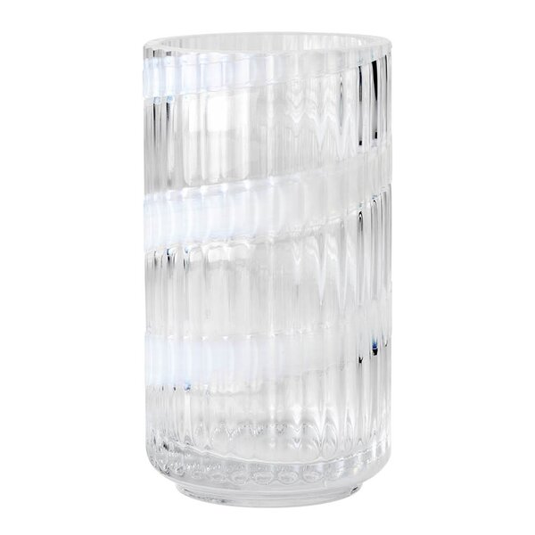 Vase munnblåst glass 15,5 cm swirl white