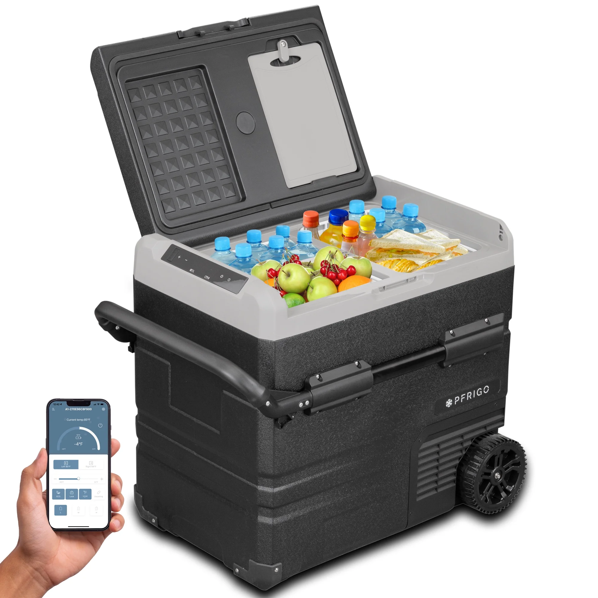 48 Qt Portable 12v Rolling Cooler with LED Touch Panel, Black(45 Liters (48 Quart)) Image 3