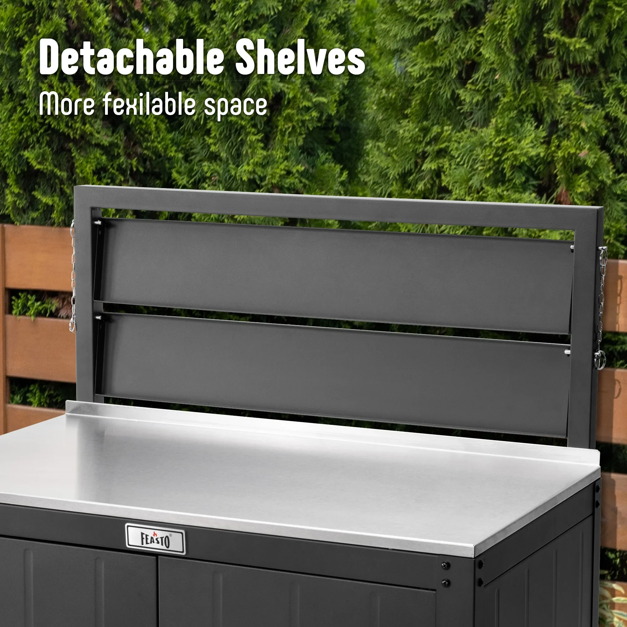 Feasto Garden Potting Bench with Storage Cabinet,Outdoor Gardening Table & Work Bench for Horticulture,Black