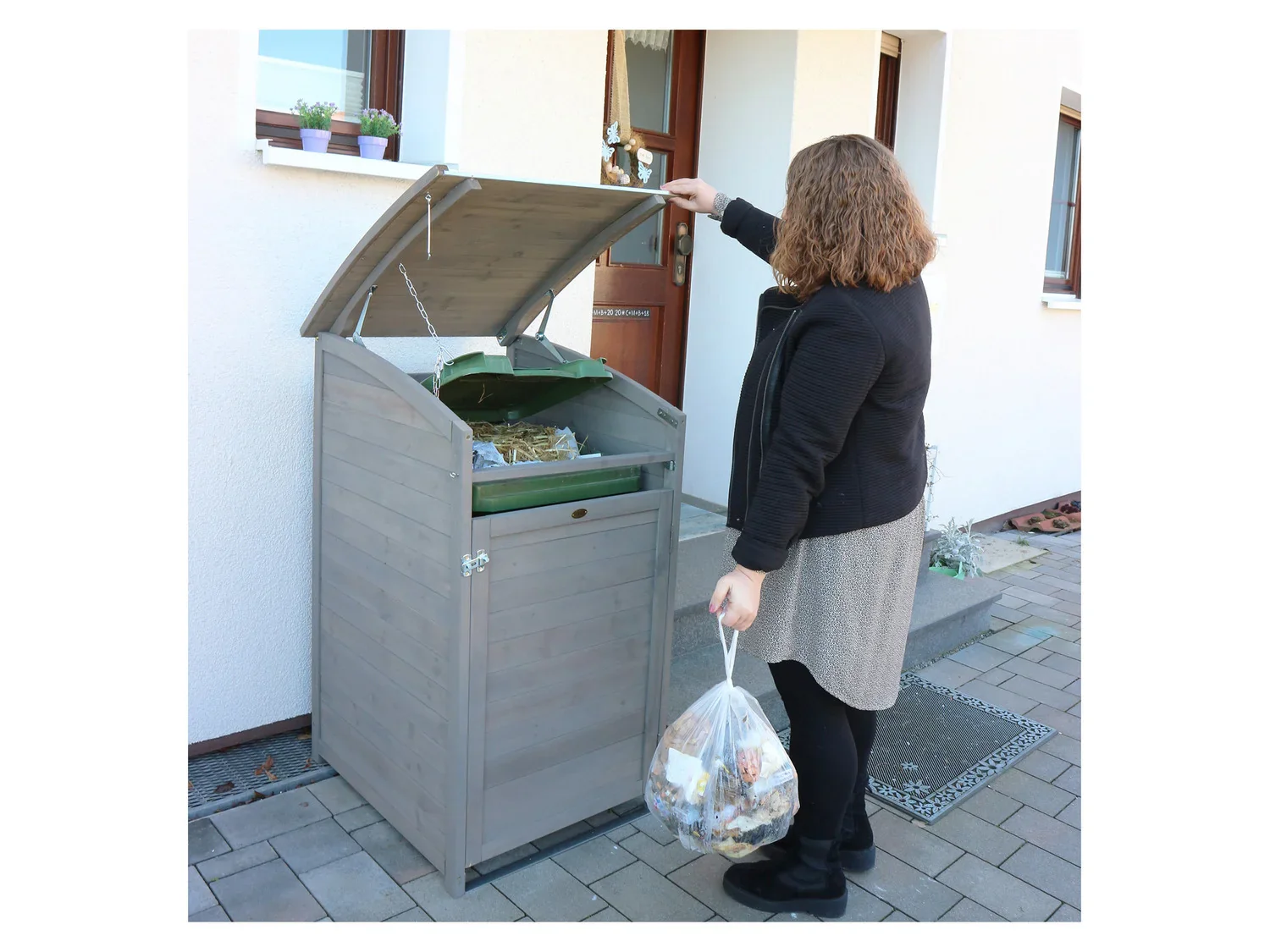 HABAU Cache-poubelle en bois, 120 L