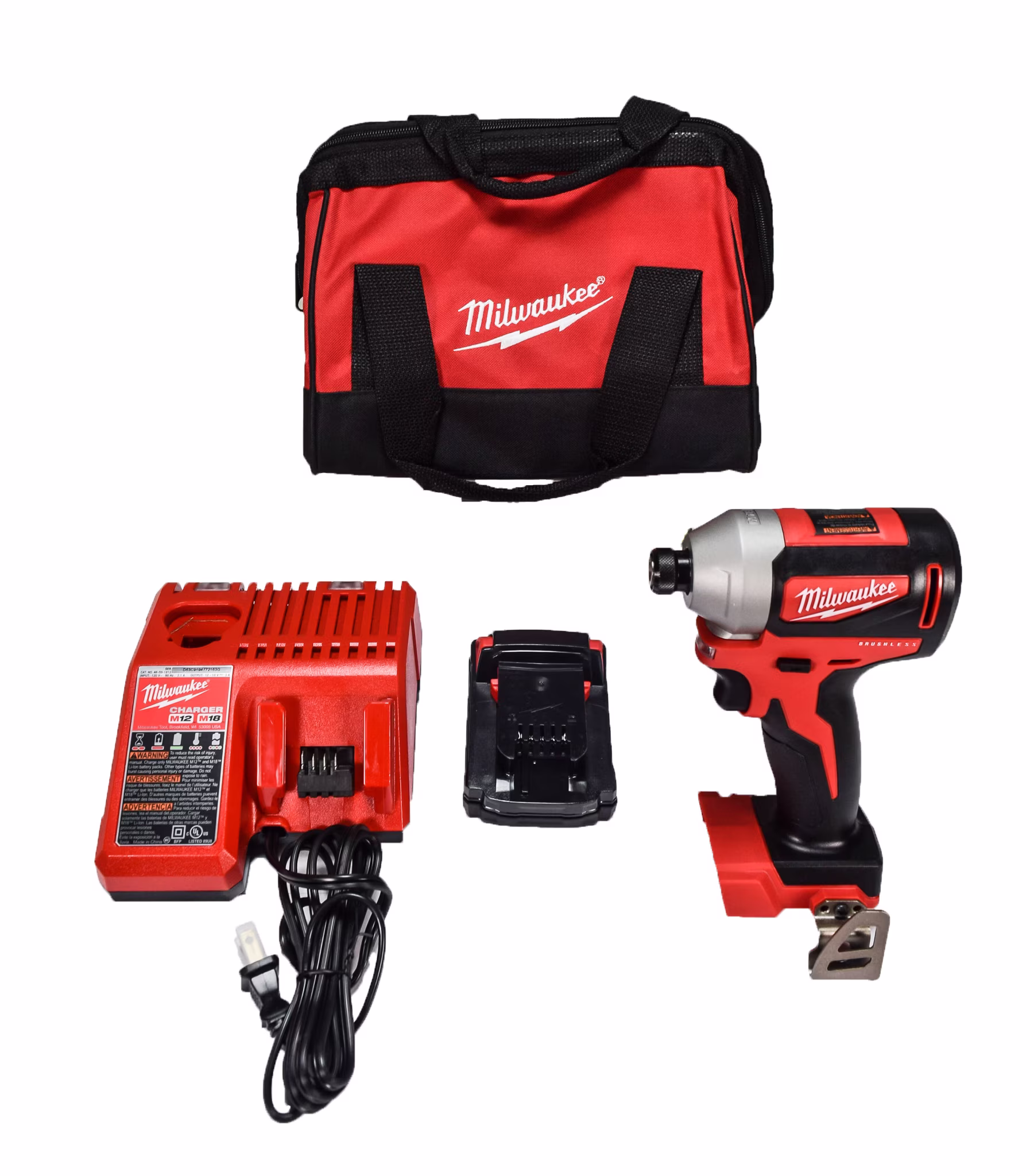 Milwaukee M18 Lithium-Ion Brushless Cordless 1/4 Hex Impact Kit 2850-21P