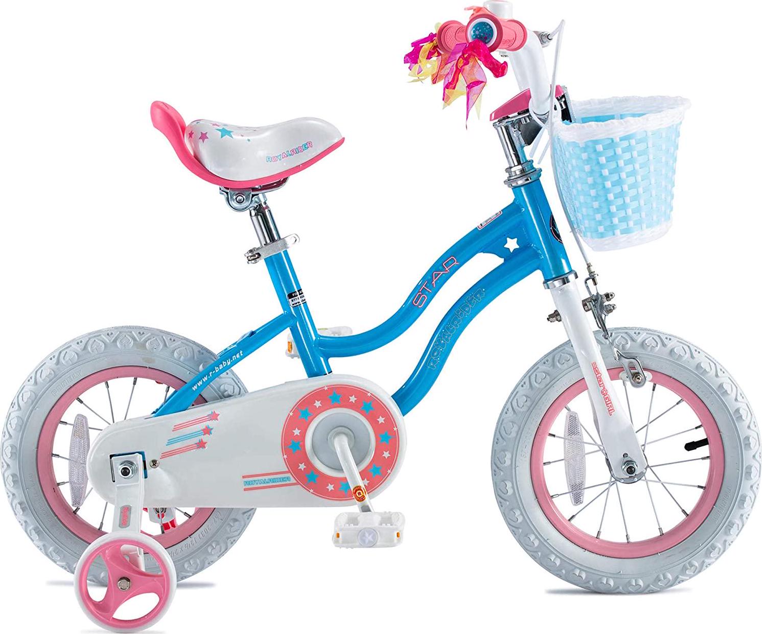 Royalbaby Girls Kids Bike Star Girl 16 In. Bicycle Basket Training Wheels Kickstand Blue Child - S Cycle