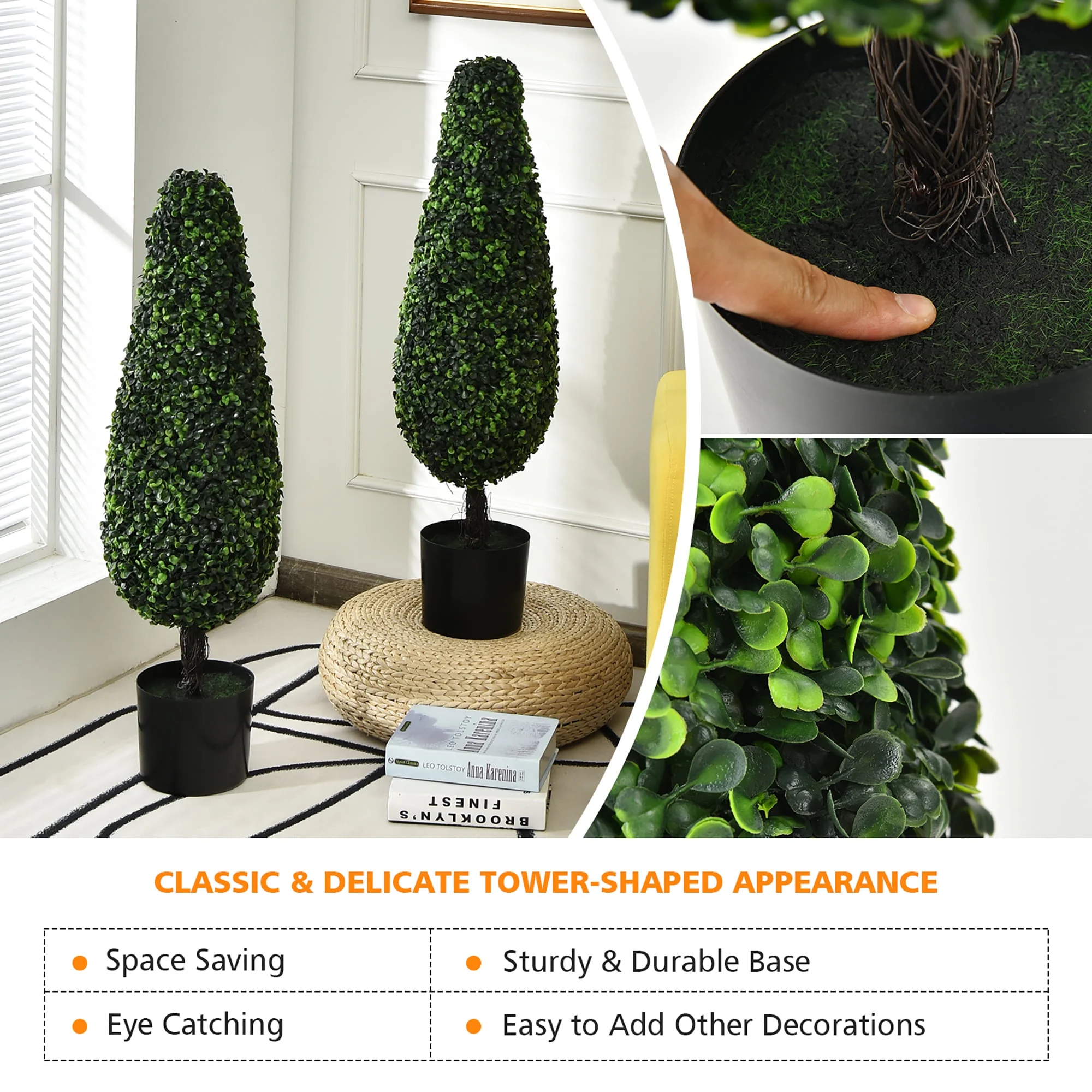2 Pack 3FT Artificial Tower Topiary Tree UV Resistant Indoor Outdoor - Image 9