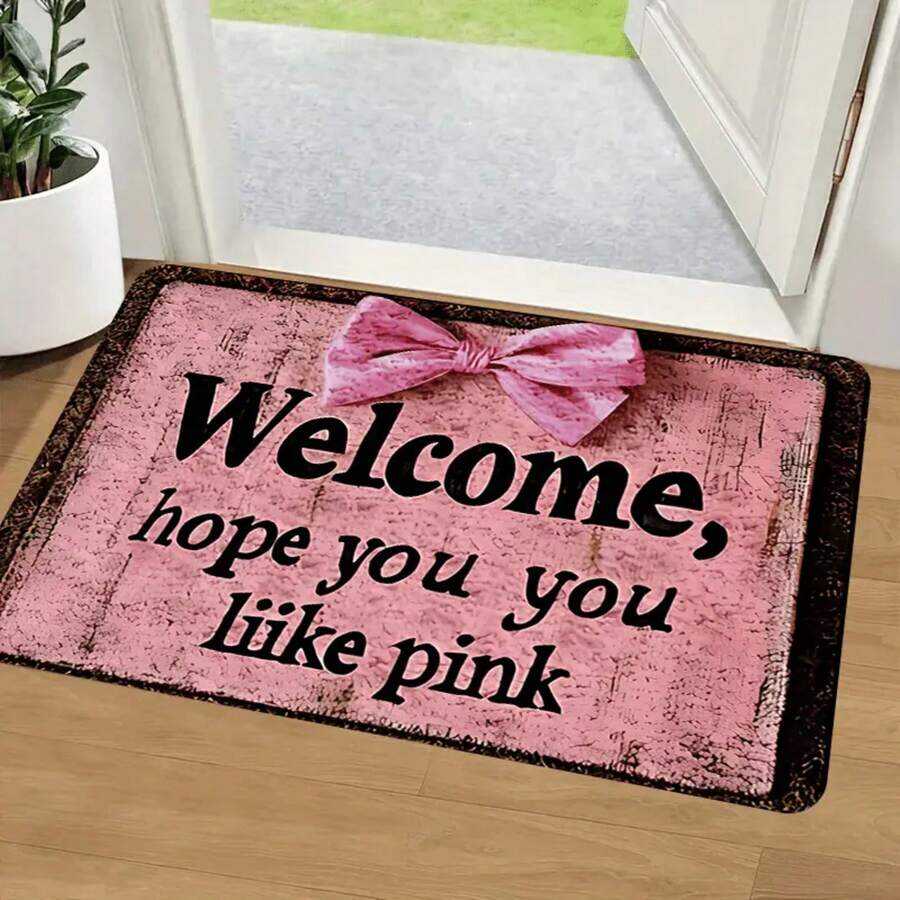 Welcome Mat - Pink Door Mat Featuring The Text 