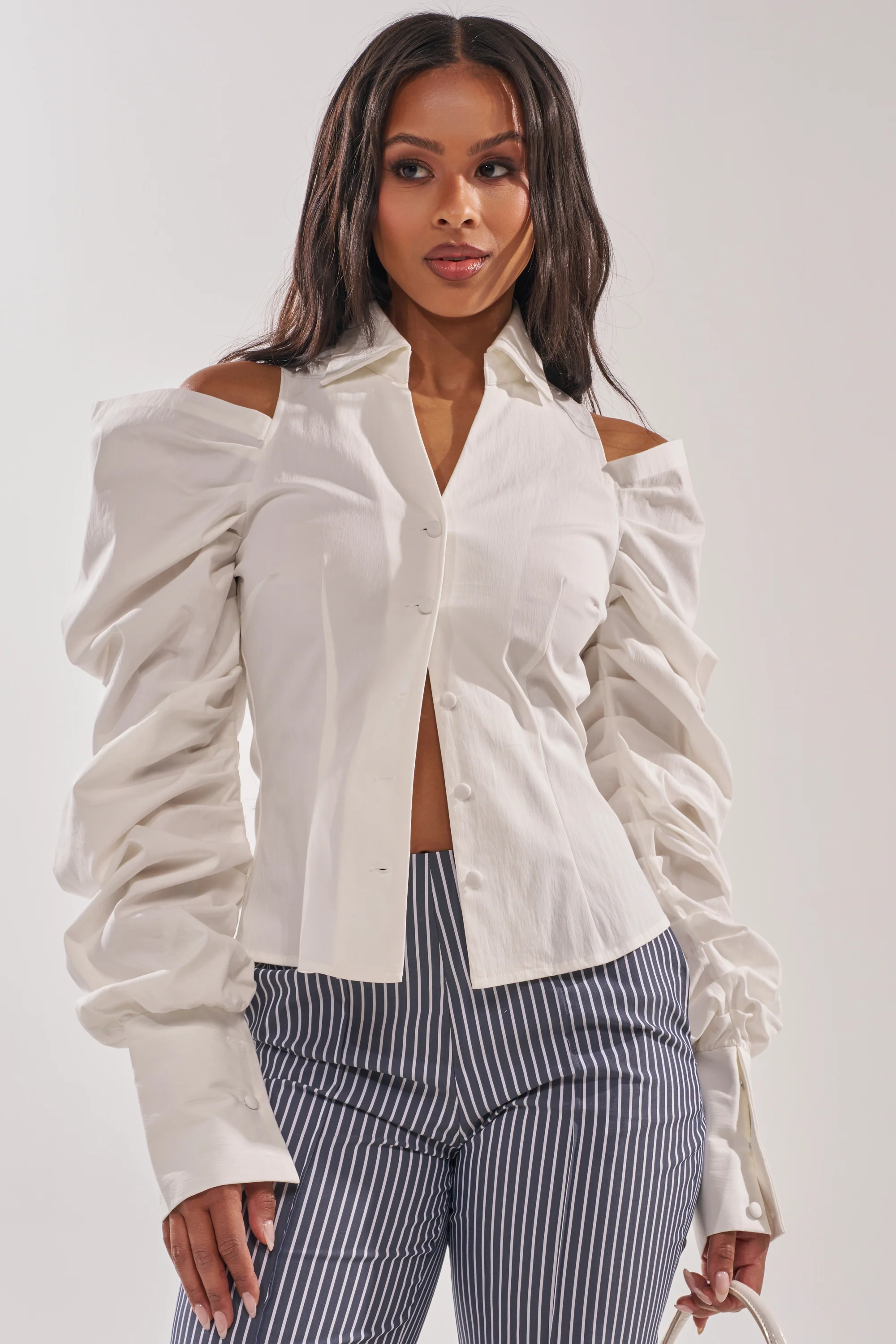 CRAZY IN LOVE WHITE BUTTON DOWN BLOUSE - Akira Store