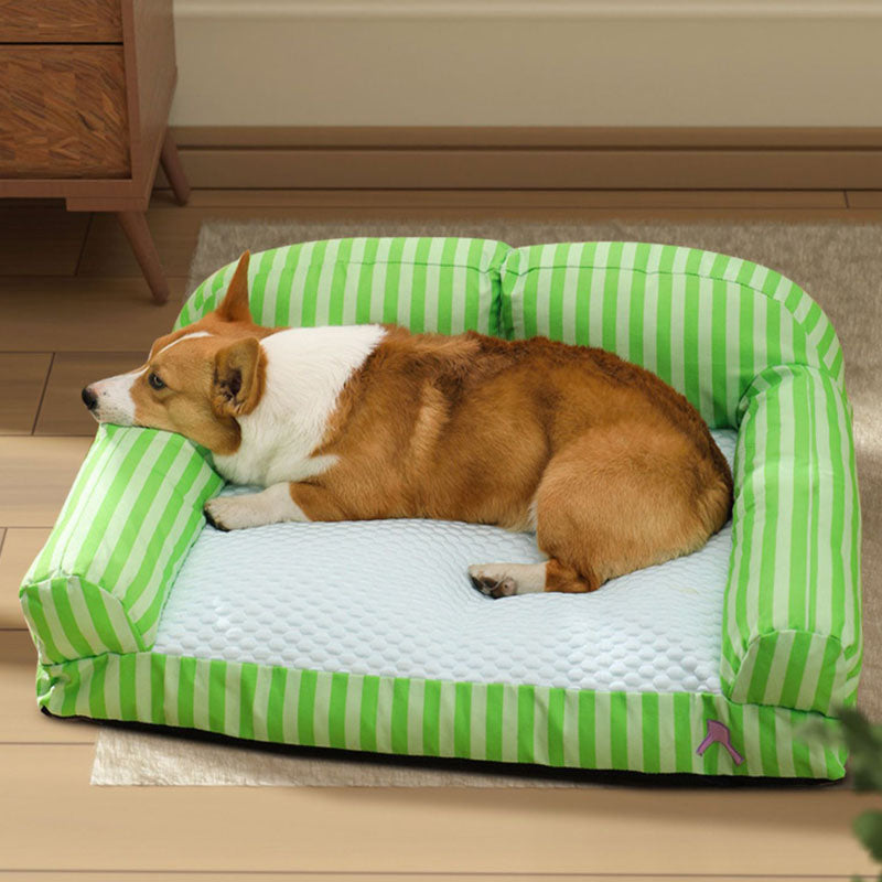 Lit rafraîchissant pour animaux de compagnie à rayures, canapé-lit pour chien