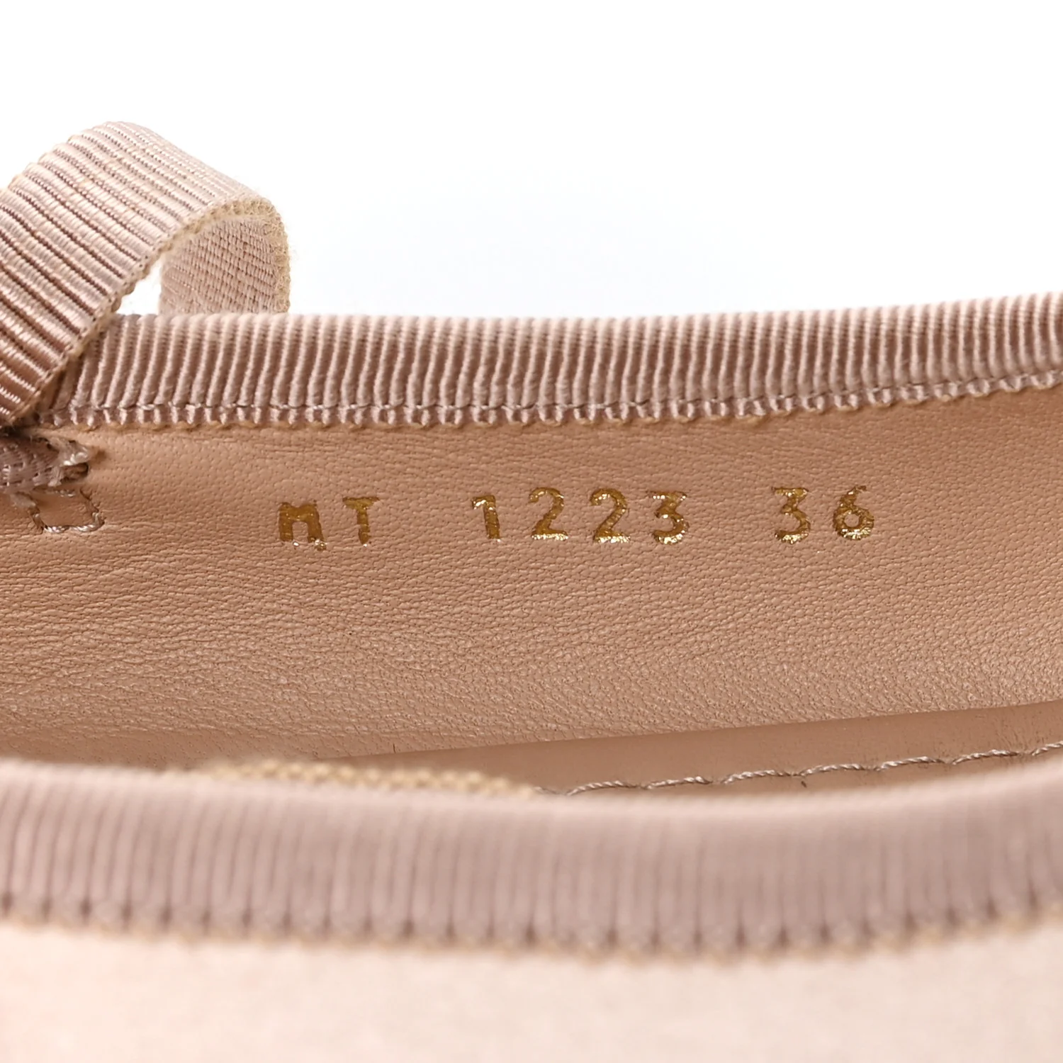 Satin Grosgrain D-Joy Ballet Flats 36 Beige Rose
