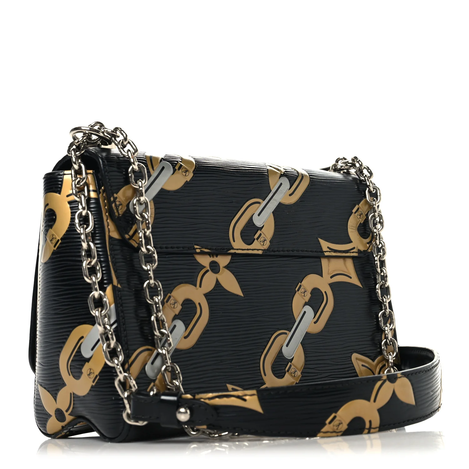 Epi Chain Flower Twist Shoulder Bag MM Black