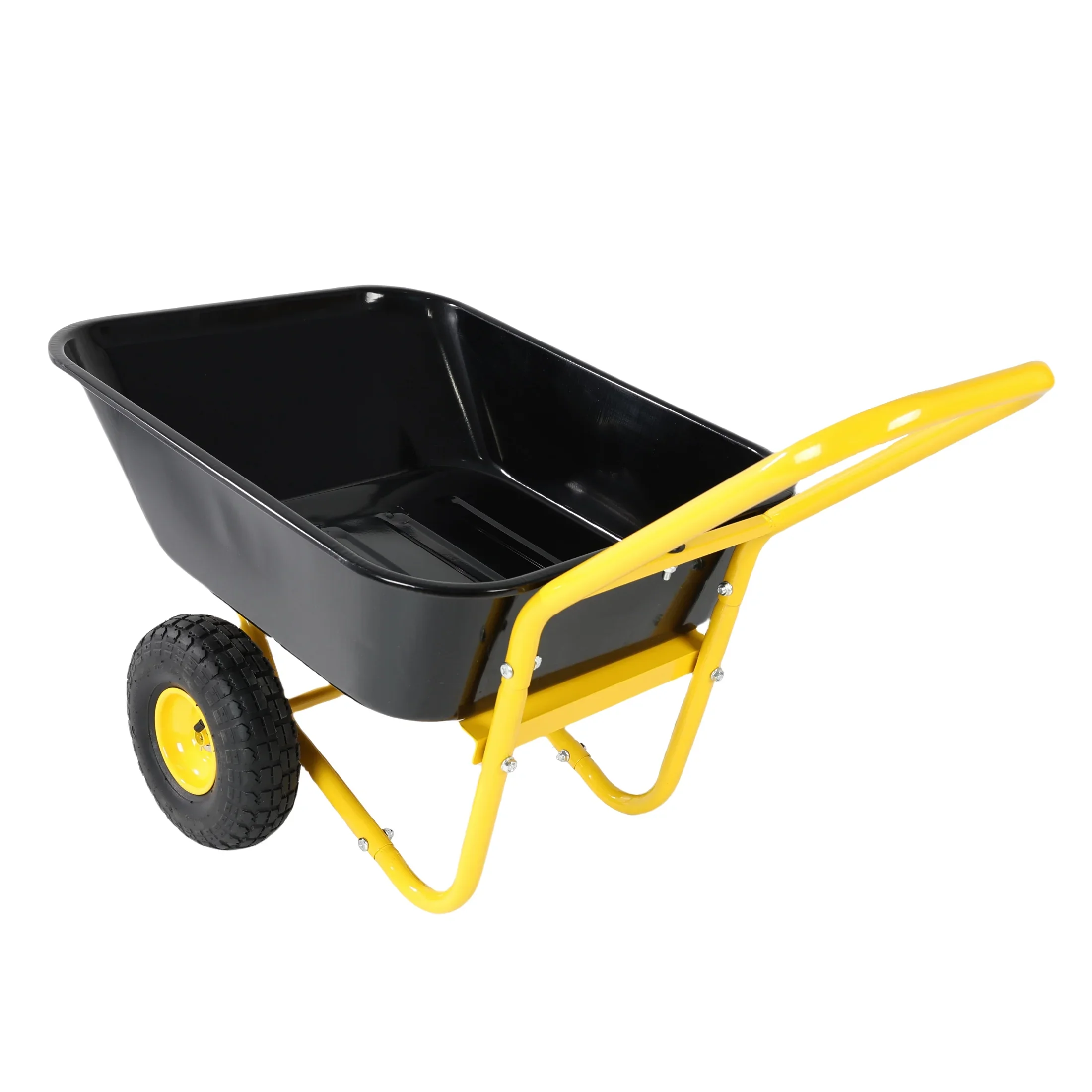 Unbranded Garden Cart with 10-Inch Pneumatic Wheels, Yellow and Black