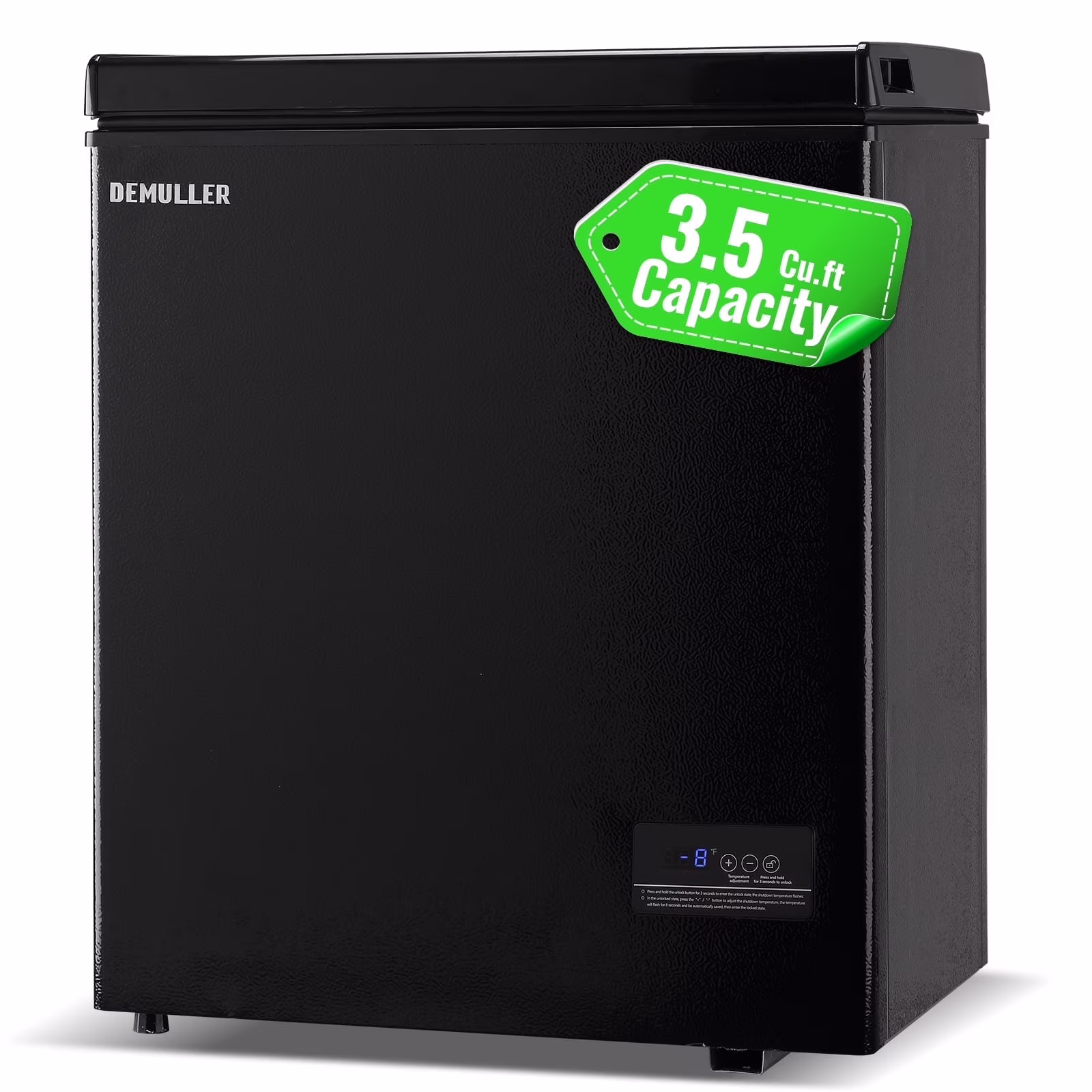 3.5 Cu.ft Chest Freezer with Electronic Panel, Accurate Temperature Display to 1�?BLACK(BLACK)