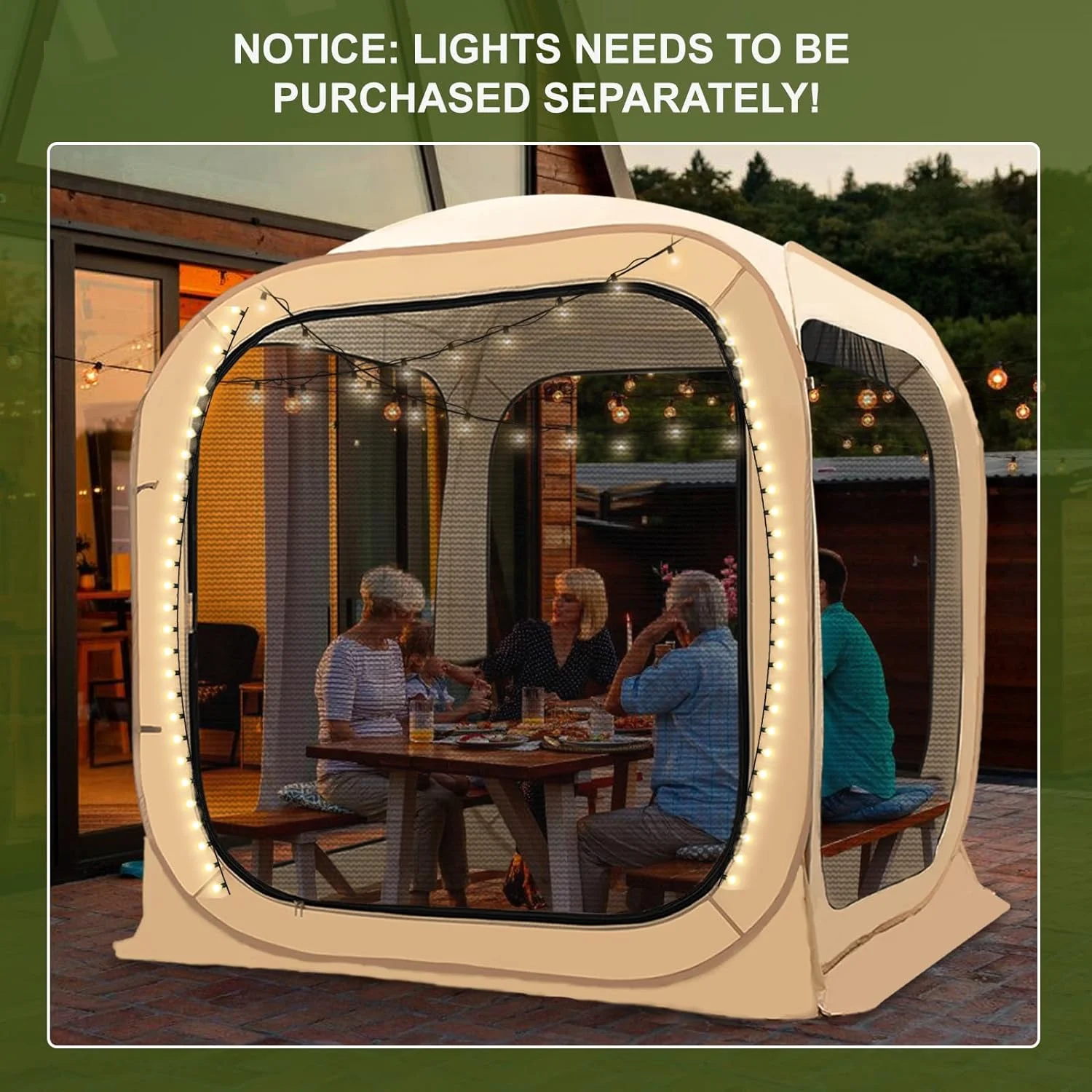 Sports Tent Pop up Weather Pod Outdoor Screen House Pod Tent Shelter for up to 6 People, 71in Large Instant Weatherproof Pop up Tent with Clear View for Camping(Mesh/71" x 71" x 71") - Image 8