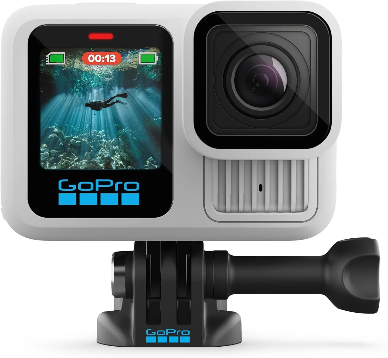 Caméra d'action noire étanche avec vidéo 5,3K60, photo 27 MP + compatible avec les objectifs de la série HB
