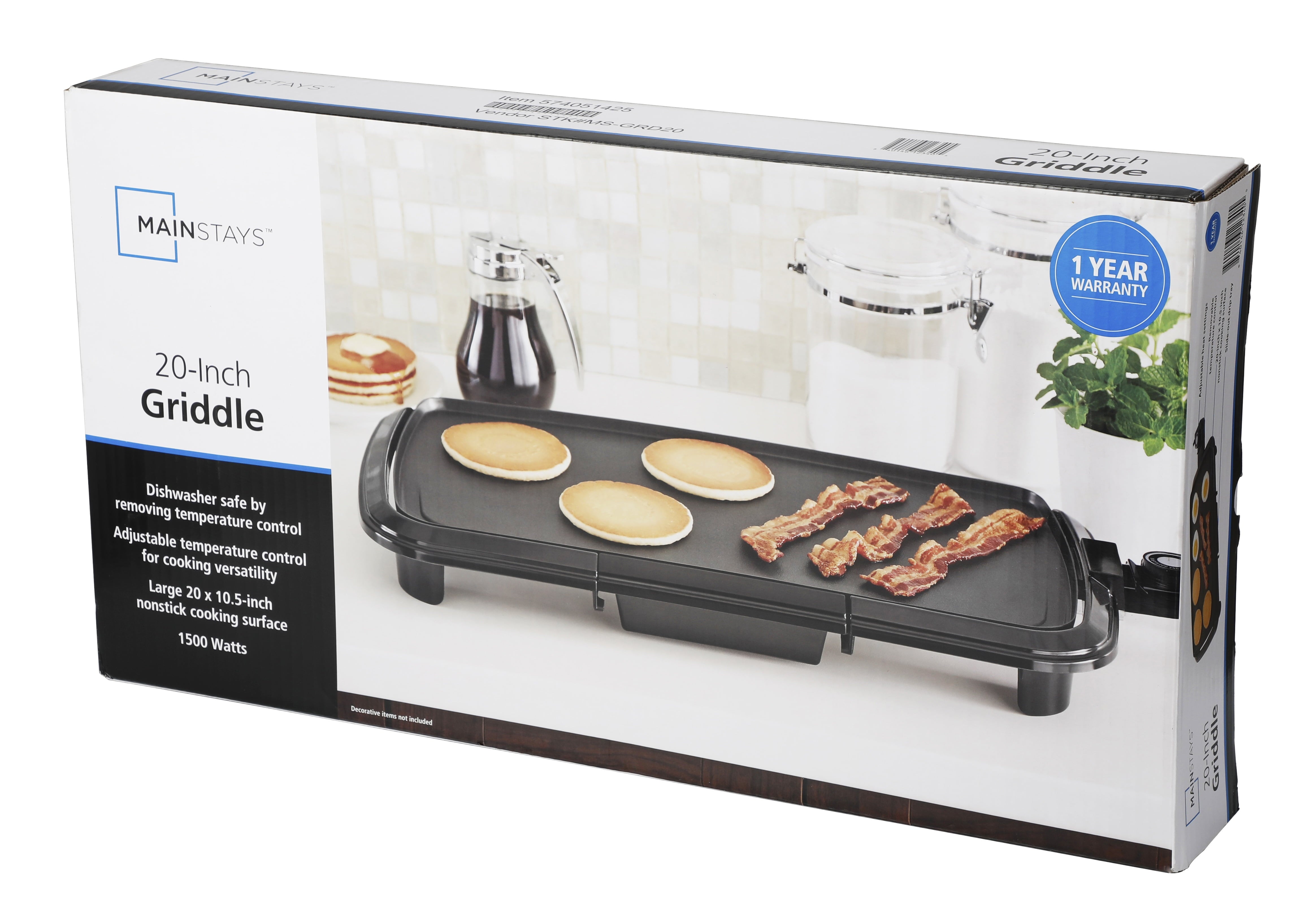 Dishwasher-Safe 20 Black Griddle with Adjustable Temperature Control