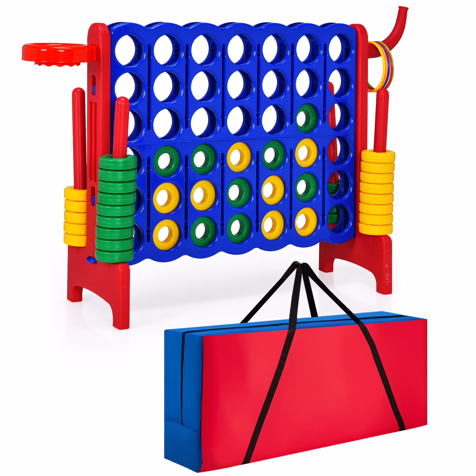 Giant 4 in A Row Jumbo 4-to-Score Game Set W/Storage Carrying Bag for Kids Adult(Red/Green) - Image 7