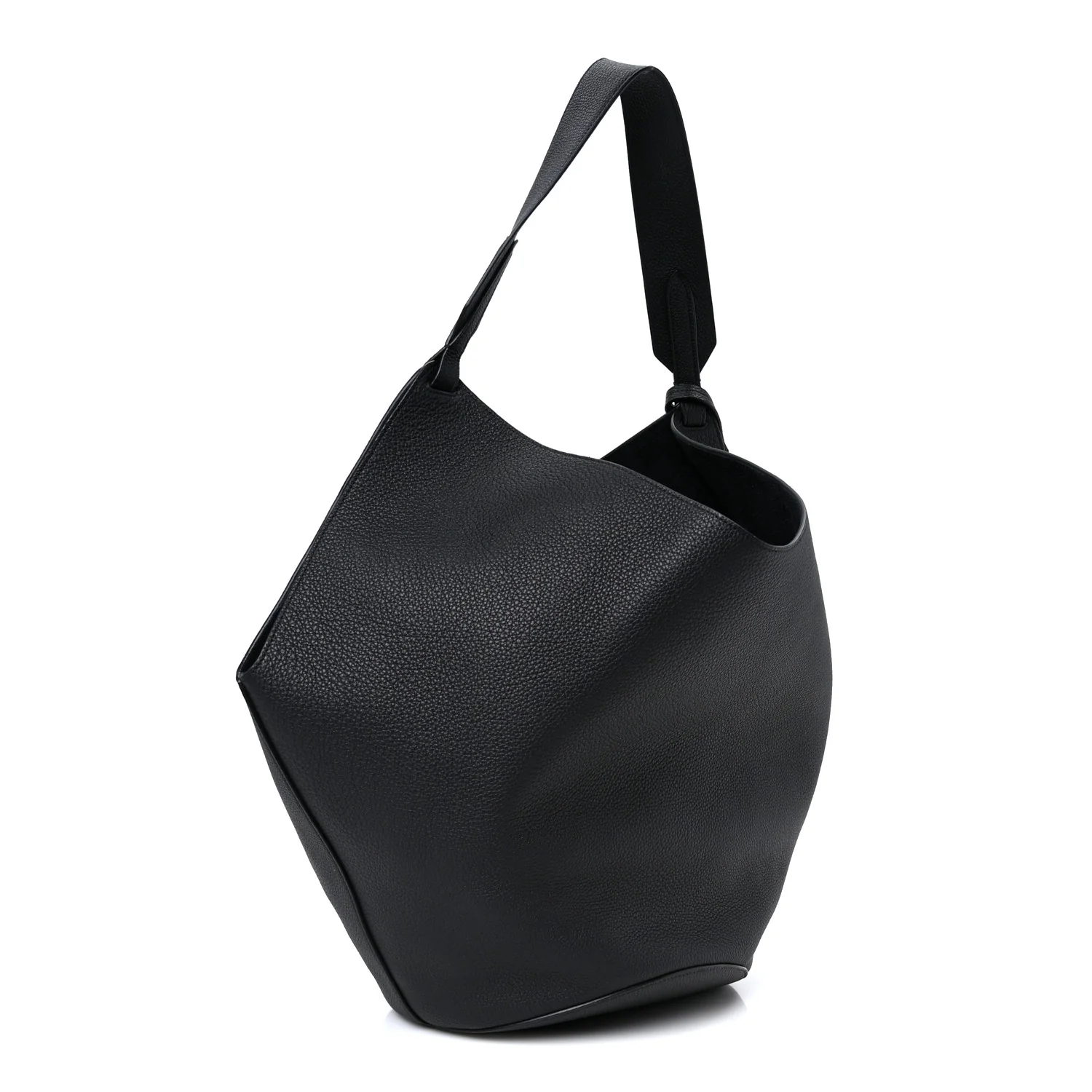 Pebbled Sport Calfskin Medium Lotus Tote Black