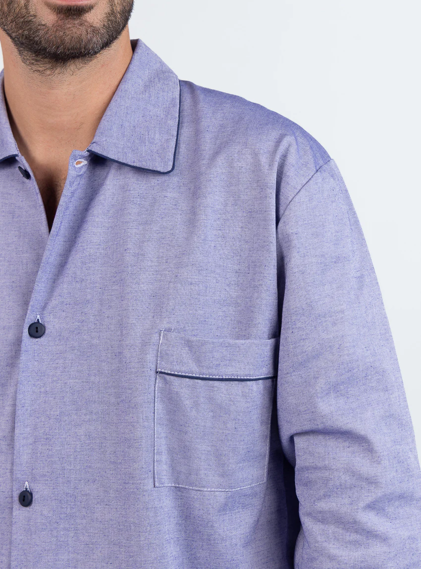 Liquette homme en coton rayé bleu