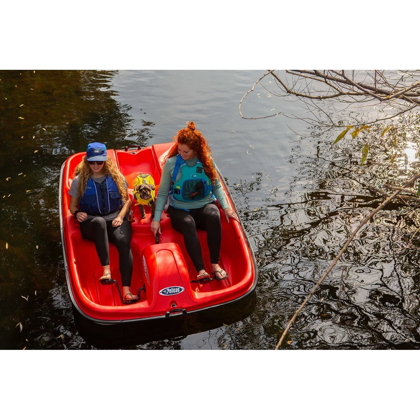 PEDAL BOAT MONACO Adjustable 5 Seat Pedal Boat, Red/White - Image 3