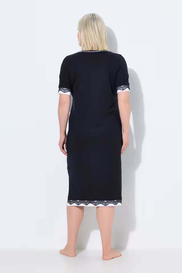 Lace Trim Short Sleeve Nightgown