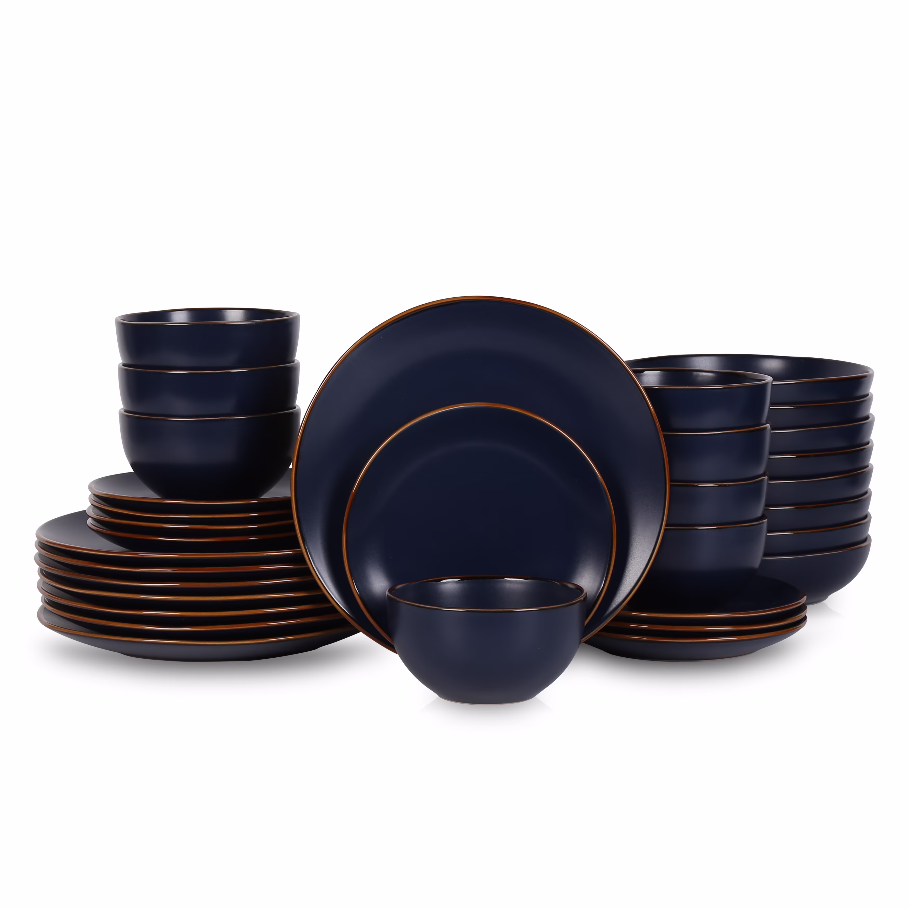 Stone + Lain Brasa Stoneware Collection Dinnerware Set, 32 - Piece Service for 8, Blue