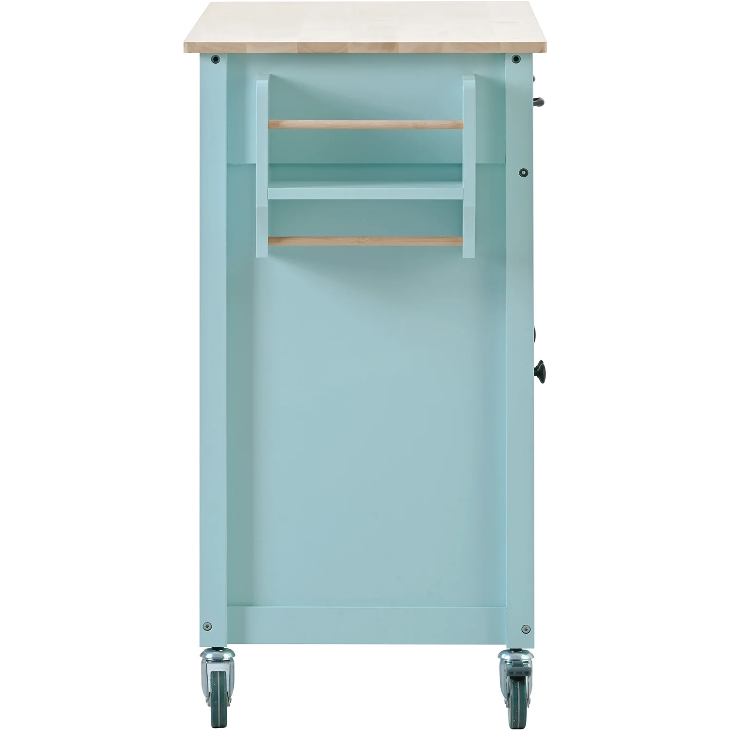 Moveable Kitchen Island Cart, Rolling Bar Cart with 4 Door Cabinet and Two Drawers and 2 Locking Wheels, Kitchen Cart for Kitchen, Green - Image 9