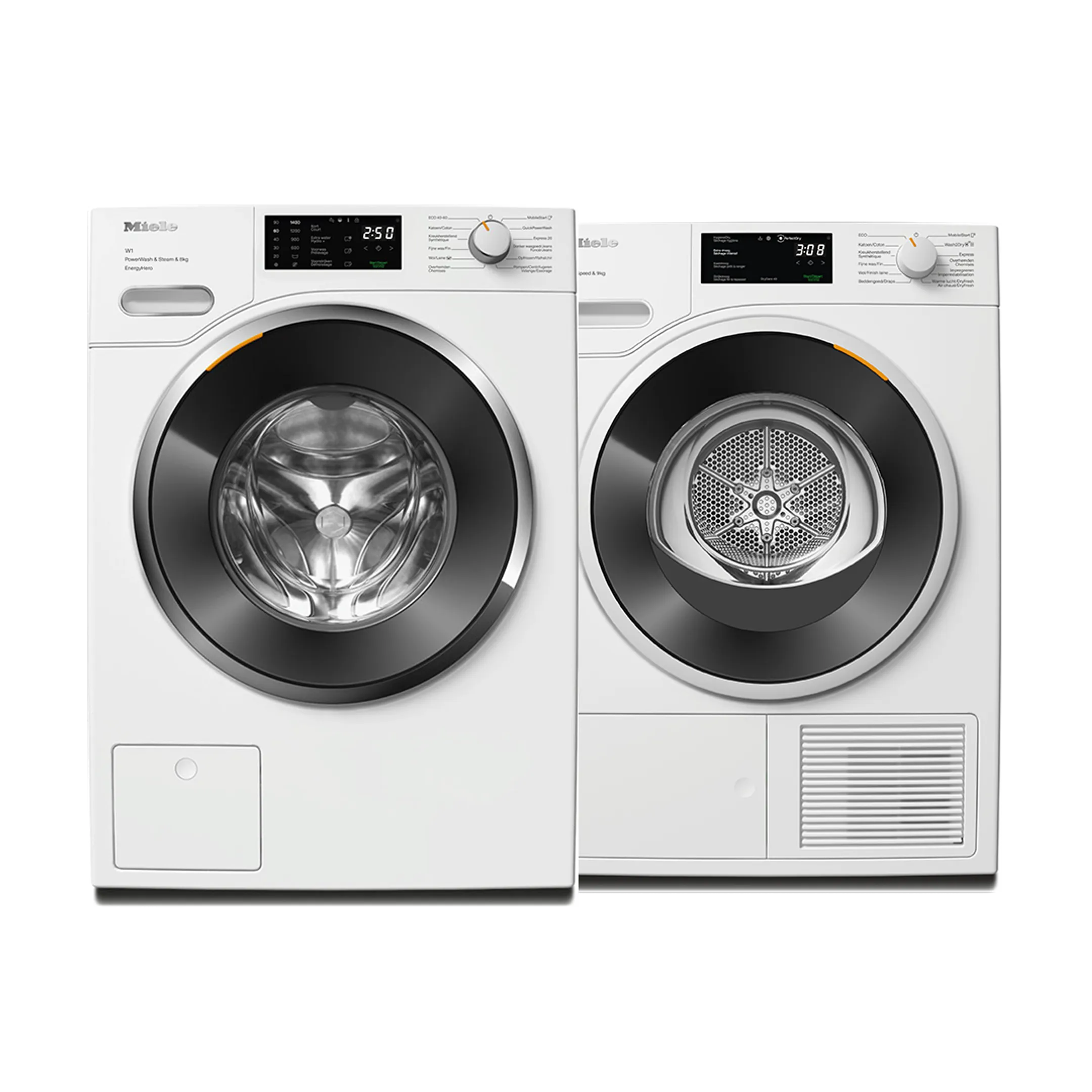 Miele Bundel - Wasmachine WWE380 WCS QuickPowerWash + Droogkast TWD 640 WP EcoSpeed