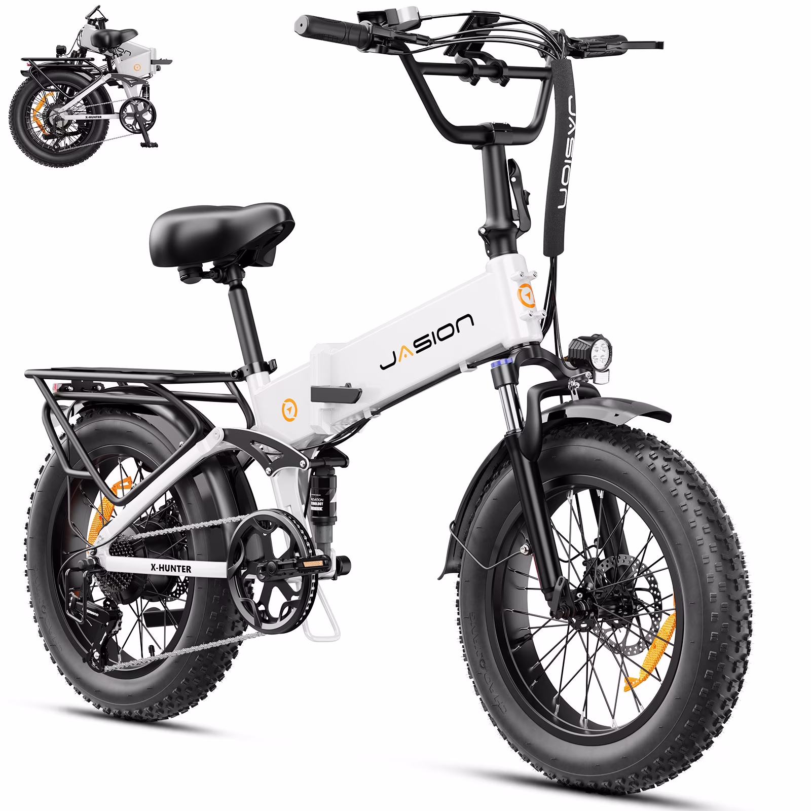 X-Hunter Electric Bike for Adults, 750W Motor Electric Bicycle with 48V 13AH Removable Battery, 20" x4.0 Fat Tire Folding Ebike, Full Suspension, 7-Speed Bicycles(Gray X-hunter) - Image 5