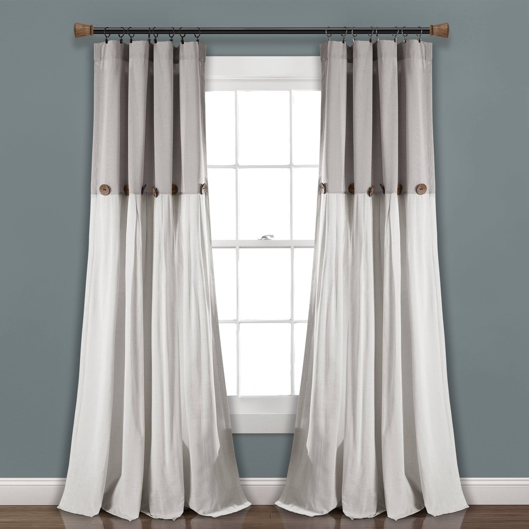 Lush Decor Linen Button Window Curtain Panel - 84