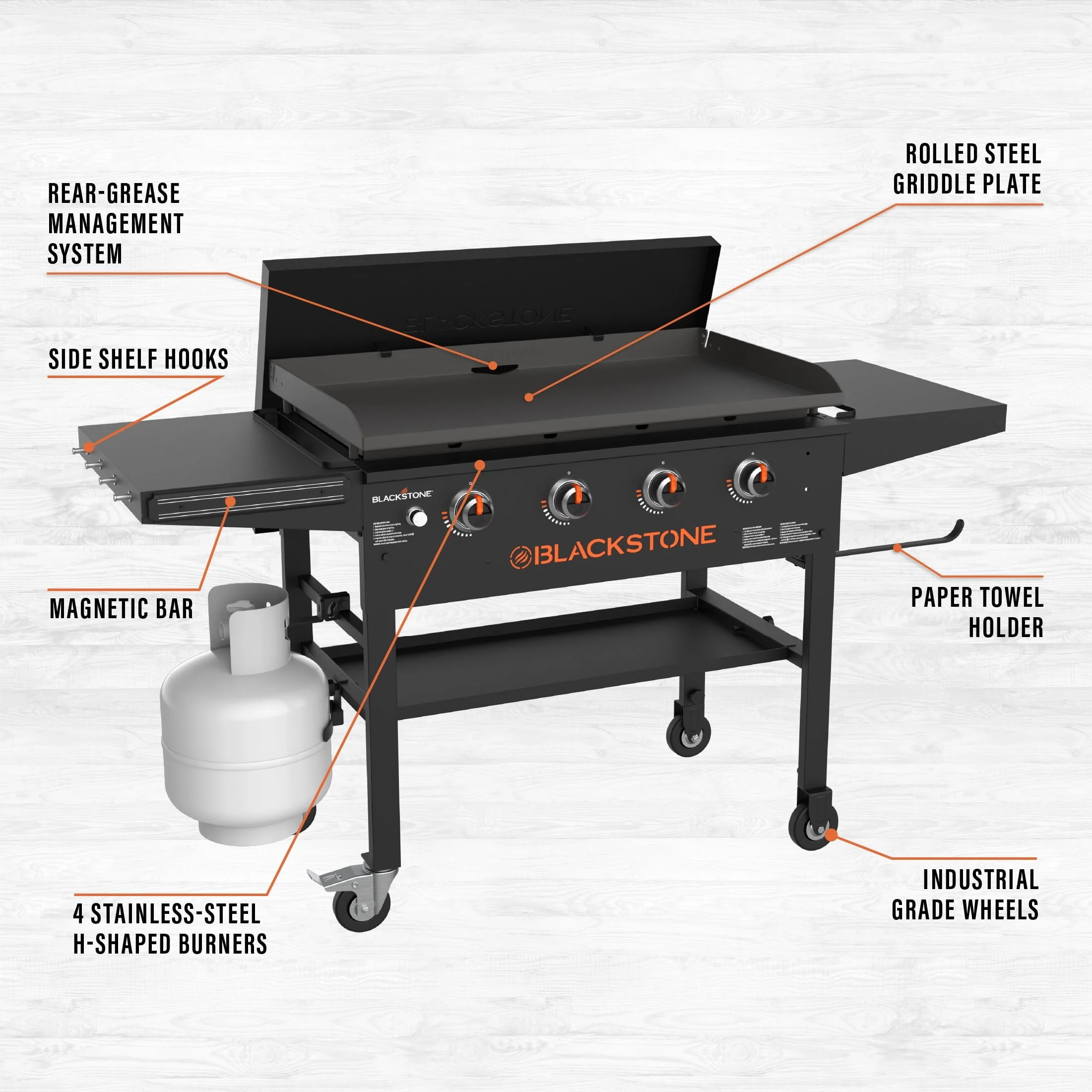 4 Burner 36" Griddle Cooking Station with Hard Cover Image 4