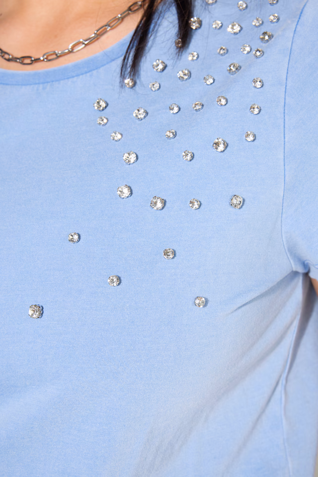 Rhinestone Cap Sleeve Tee