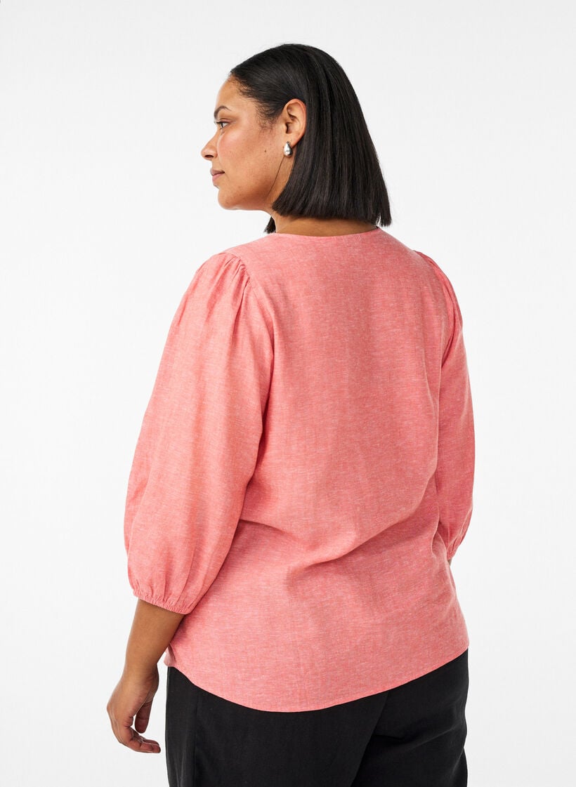 Zizzi Shirt blouse in linen and viscose with 3/4-sleeves