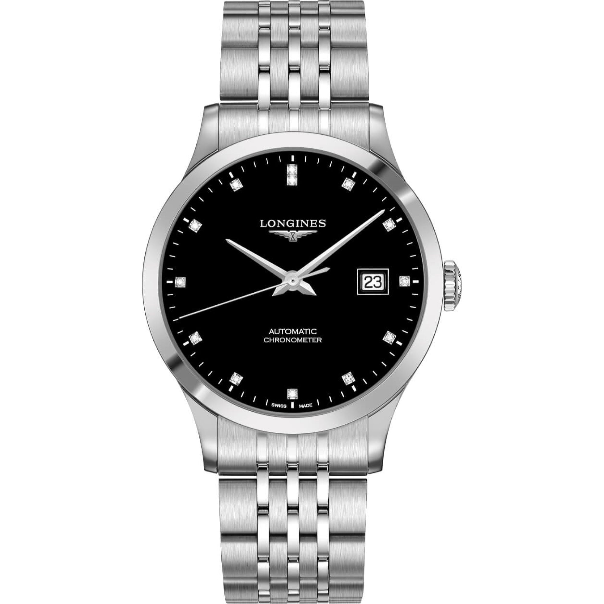 Longines Men's L2.821.4.57.6 Record Diamond Stainless Steel Watch