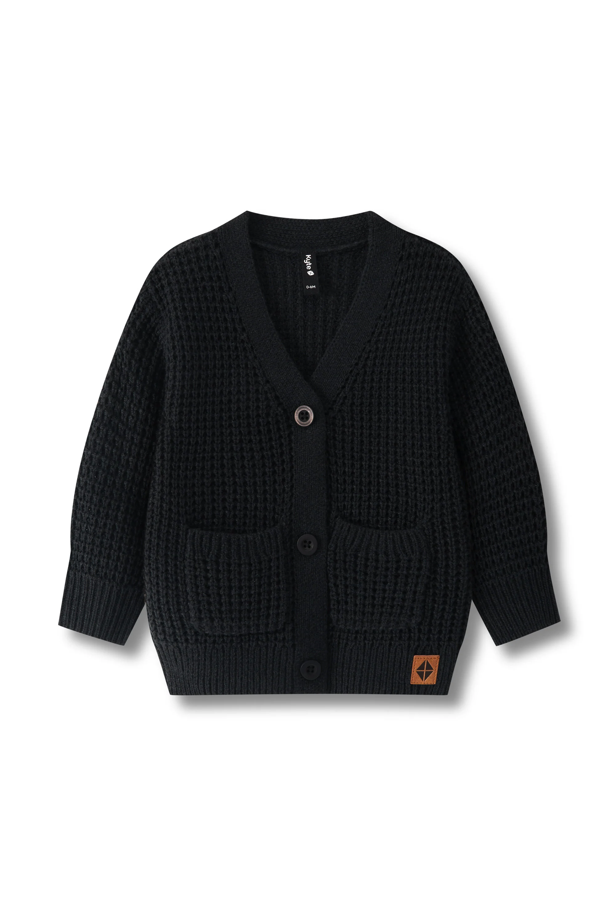 Chunky Knit Waffle Cardigan in Midnight