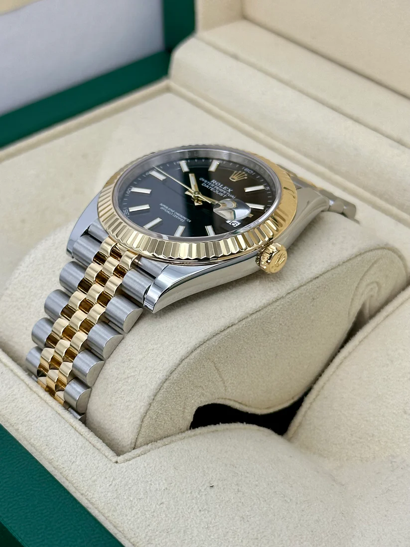 [Super Clone]RLX  Datejust 41mm Two-Tone Yellow Gold Fluted Bezel Black Index Dial Jubilee - 126333-0014