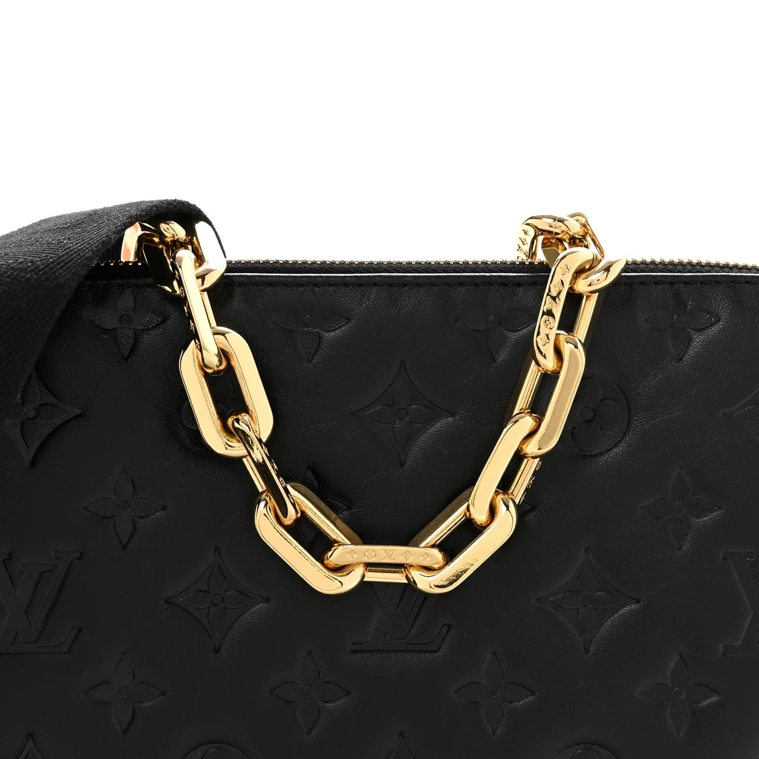 Lambskin Embossed Monogram Coussin PM Black