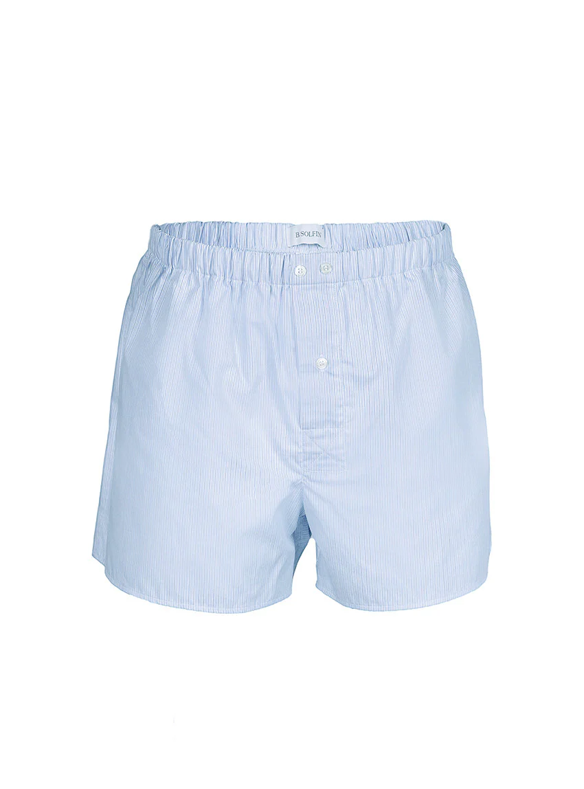 Caleçon homme coton rayé bleu