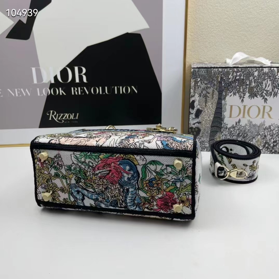 CD Women CD Medium Lady D-Lite Bag Latte Multicolor D-Constellation Embroidery