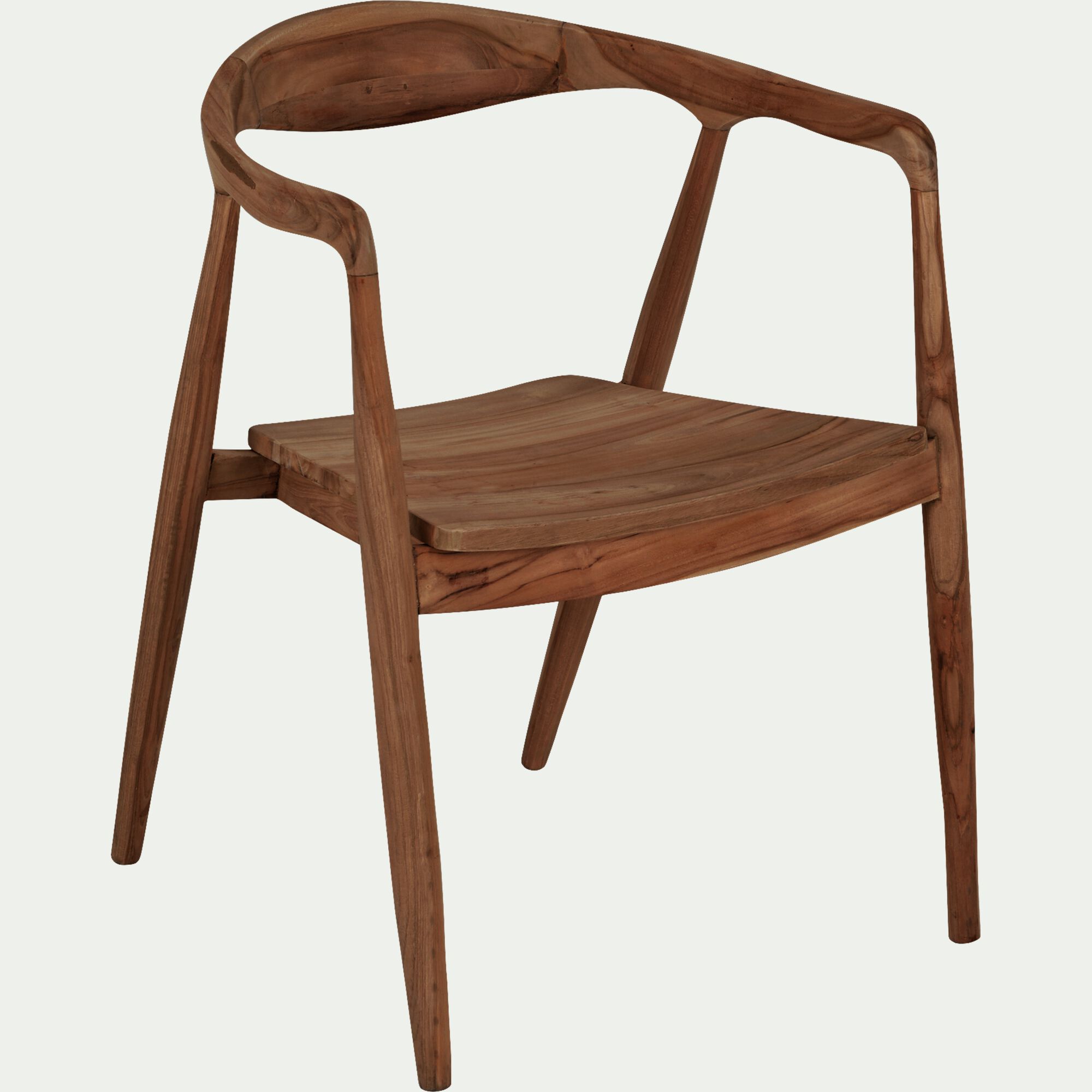 IVANO - Chaise en teck avec accoudoirs - bois foncé