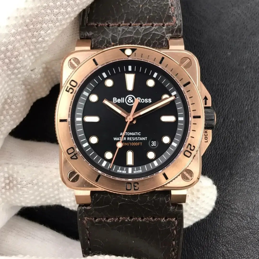 Bell & Ross BR0392-D-BL-BR / SCA Gold Bezel