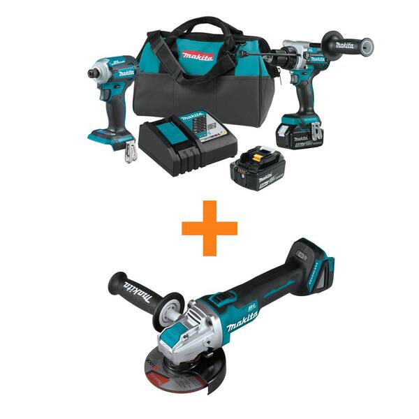 18V LXT Lithium ion Brushless 2 pc Combo Kit 5 0Ah with bonus 18V LXT Brushless 4 1/2 / 5 in X LOCK Angle Grinder