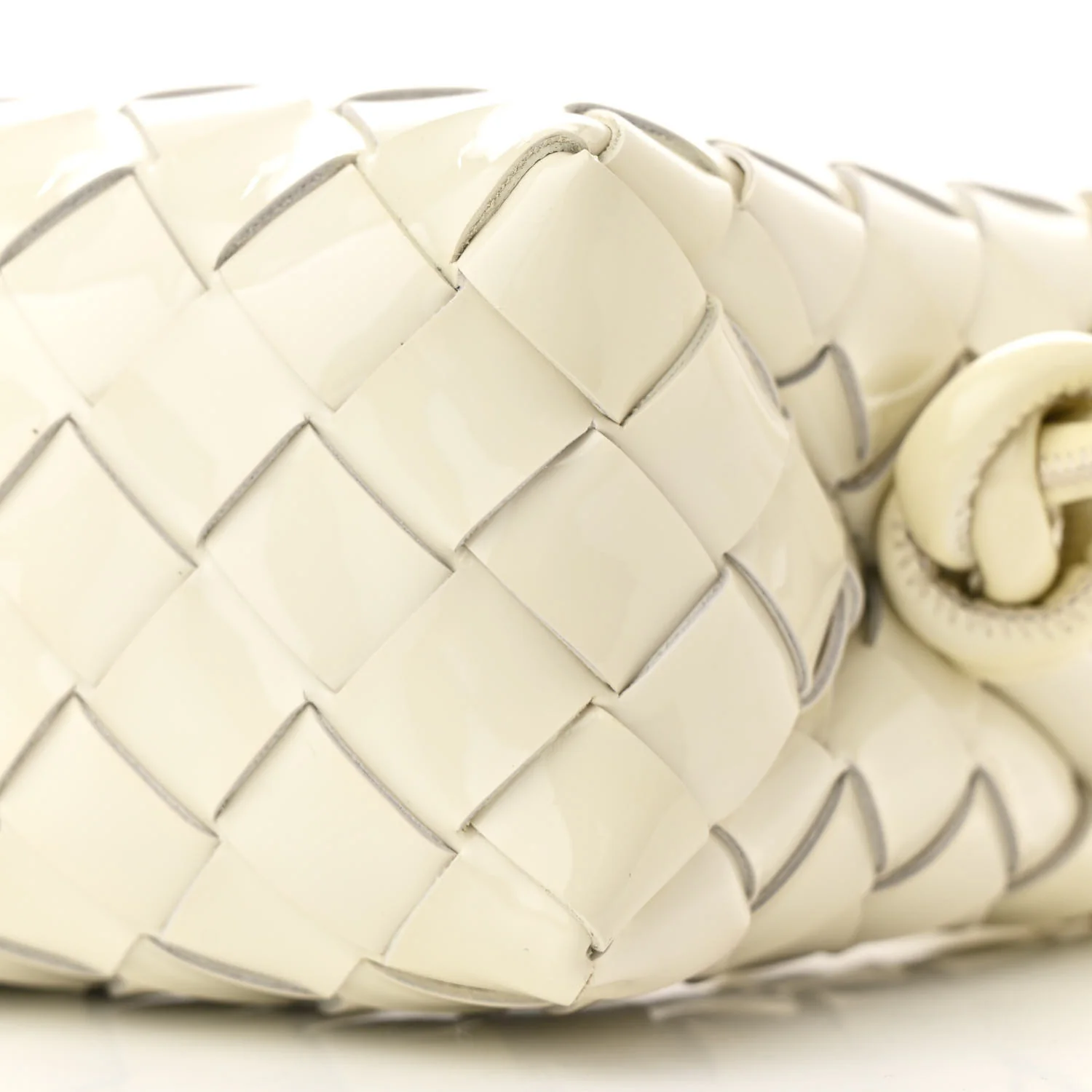Patent Nappa Intrecciato Mini Loop Camera Bag White