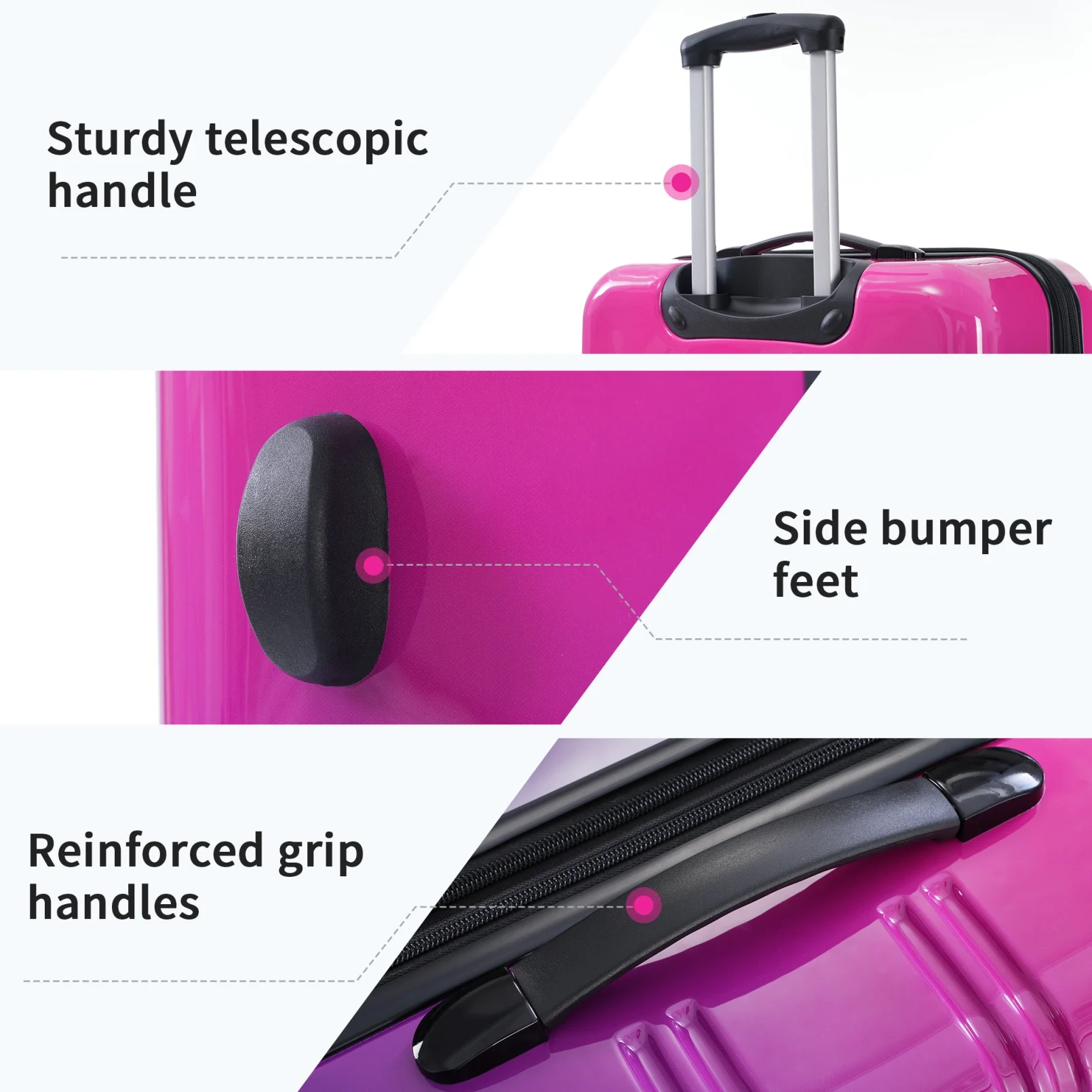 3 Piece Luggage Sets, Hard Shell Suitcase 20/24/28 Inches with TSA Lock and Spinner Wheels, Expandable Lightweight Travel Luggage for Men Women, Multicolor purple(Multicolor purple) - Image 8