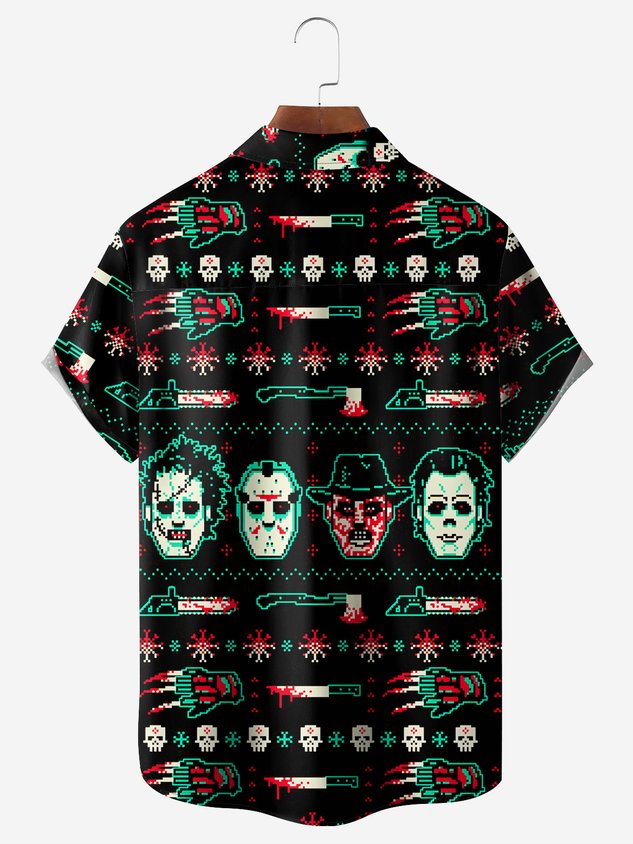 Chemise décontractée à manches courtes et poche poitrine, film Halloween