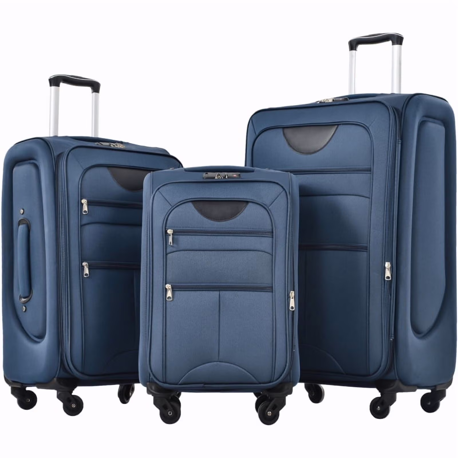 Softside Luggage Expandable 3 Piece Set Suitcase Upright Spinner Softshell Lightweight Luggage Travel Set(Purple + Polyester) - Image 3